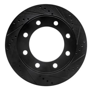 Ford F-250 Super Duty Brake Rotor (1) - Front Right - R1 Concepts - Drilled & Slotted - Black - `99-`05